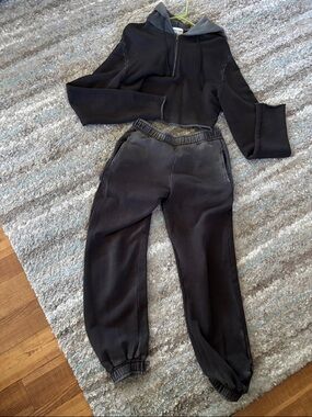 Cotton Citizen Vintage Black Cropped Hoodie & Jogger Set